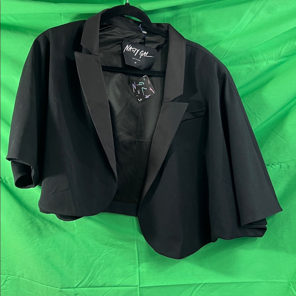 Nasty Gal NOS Elegant Black Cape Blazer